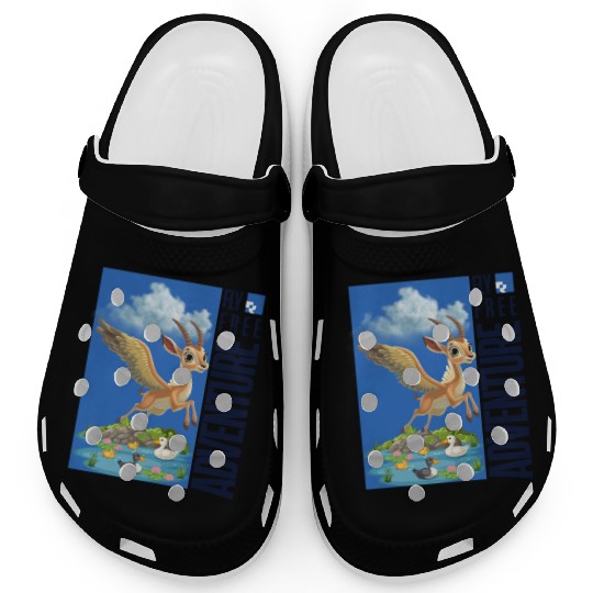 Flying Mythical Waterfowl with Adventure Theme Clogs