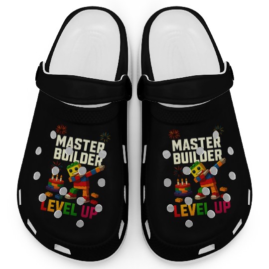Master Builder Level Up Birthday Kids Party Clogs