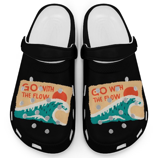Sunset Wave Inspirational Design Clogs