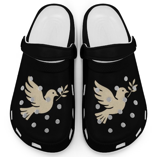 Elegant Dove with Olive Branch Design Clogs
