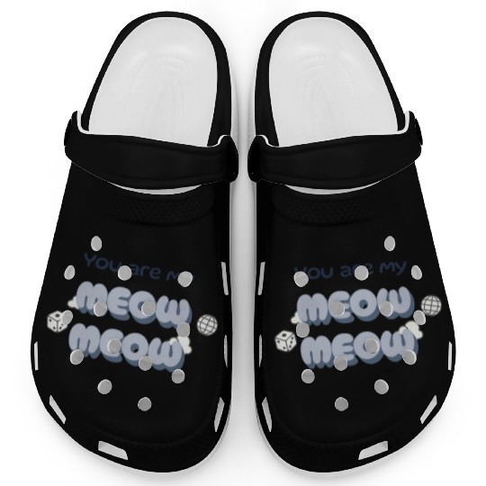 Adorable Meow Duo Typography Design Clogs