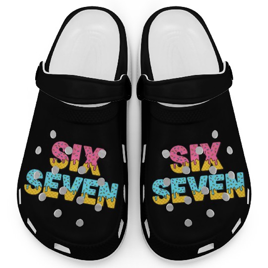 67 Six Seven Meme Funny Ice Cream Drip Waffle Cone Clogs