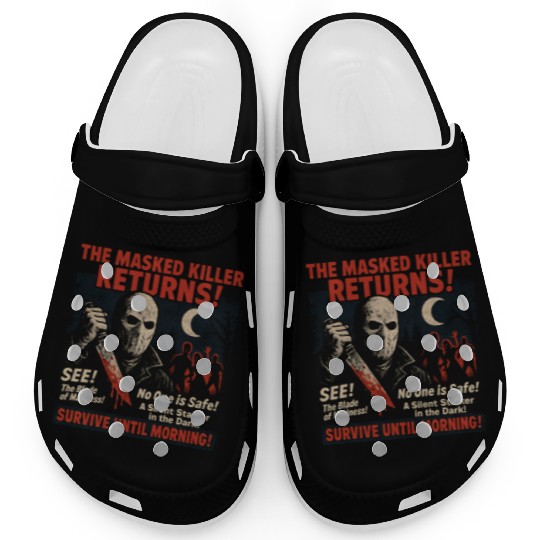 Masked Killer Returns Slasher Movie Poster Vintage Clogs