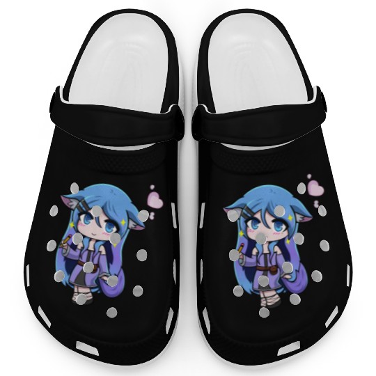Chibi Anthro Cat Witch Illustration Clogs