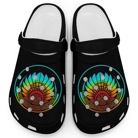 Mayan mask, crop circle, Quetzalcoatl, aztec Clogs