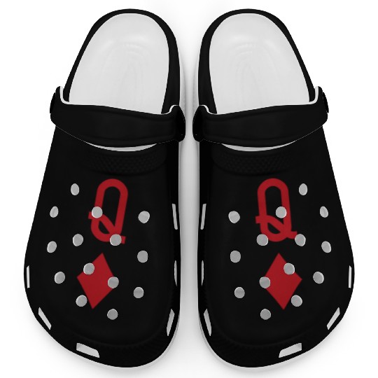 Queen of Diamonds Red Playing Card Clogs