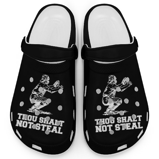 Thou Shalt Not Steal Baseball Catcher Joke Clogs