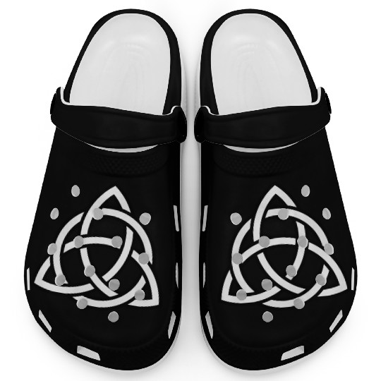 Triquetra circle interlaced irish white black Clogs