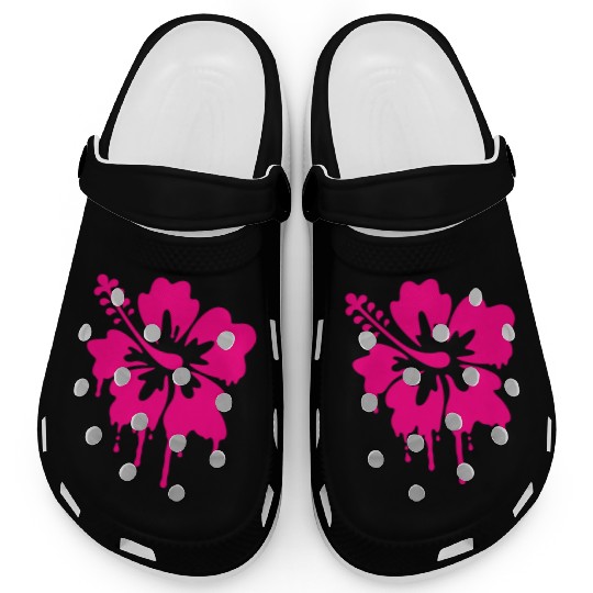 gladditudes Grunge Hibiscus Clogs
