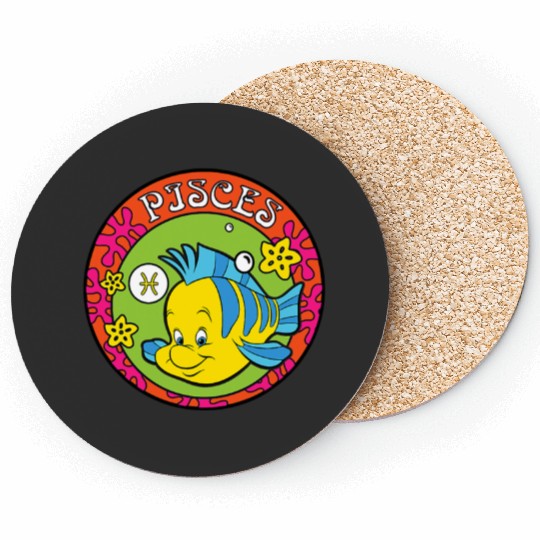 disneyy The Little Mermaid Flounder Zodiac Pisces Coasters