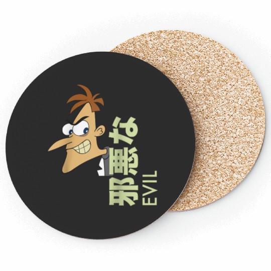 Disneys Phineas And Ferb Dr Doofenshmirtz Evil Kanji Logo Coasters