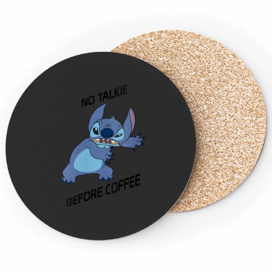 disneyss Lilo Stitch No Talkie Before Coffee Grumpy Stitch  Gifts Coasters