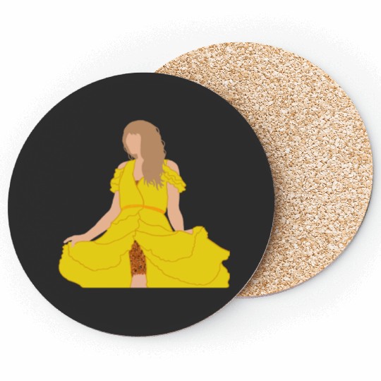 Swift Eras Tour yellow dress art Coasters