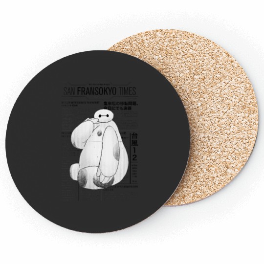  Womens disneys Big Hero 6 San Fransokyo Times Baymax Vintage News Gifts Coasters