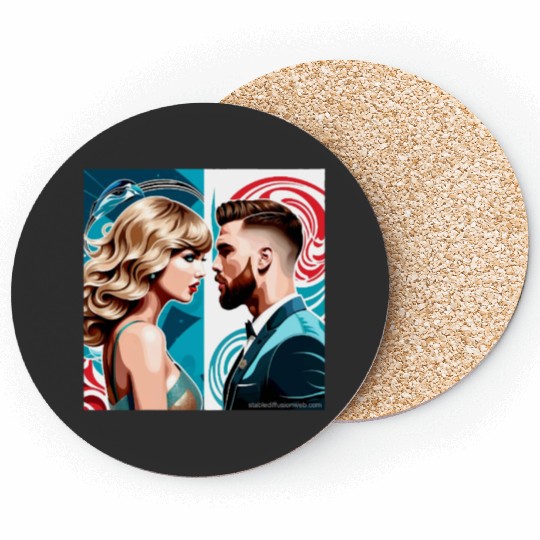 taylorr Swift and Travis Kelce art Coasters