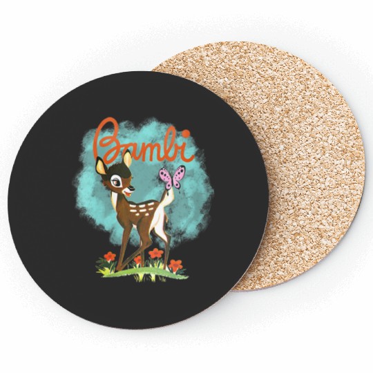 disneys Bambi Cute Bambi Playing Around Watercolor Retro Coasters