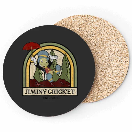disneys Pinocchio Jiminy Cricket Established 1940 Coasters