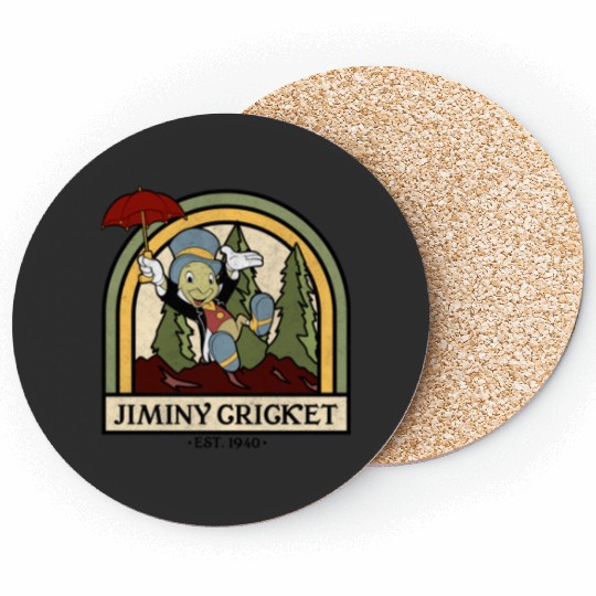 disneys Pinocchio Jiminy Cricket Established 1940 Coasters