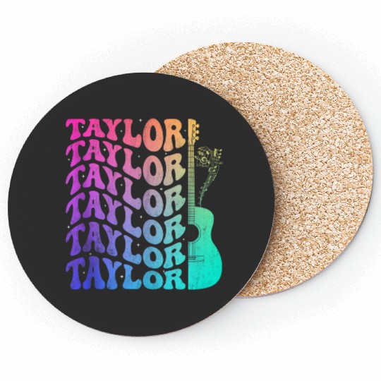 Discover Taylor First Name I Love Taylor Girl Groovy Retro Tie Dye Gifts Trend Coasters