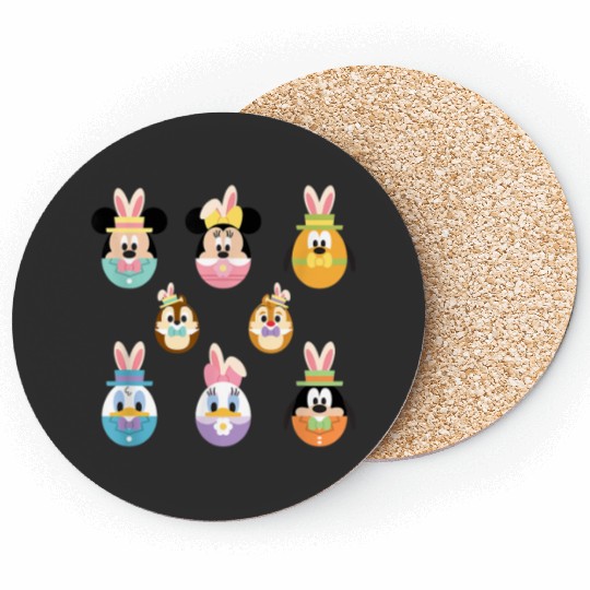 Disney Mickey And Friends Cute Easter Bunny Ears Coasters