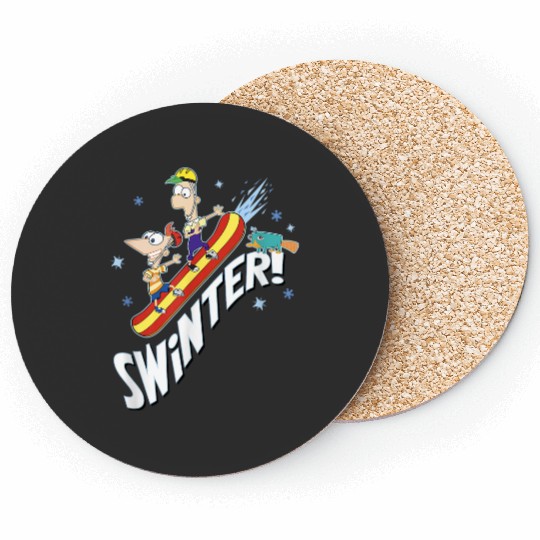 disneys Phineas And Ferb Swinter Snowboarding Shot Coasters