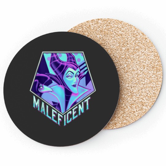 disneys Villains Maleficent Neon Pop Art Portrait Coasters
