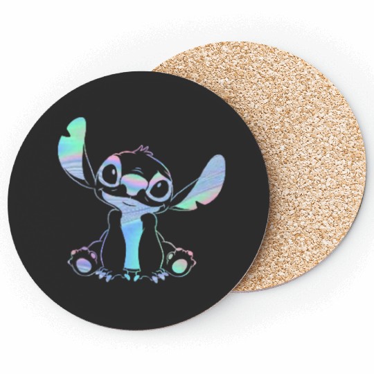 Disney Lilo Stitch Holographic Stitch Vintage Pocket Logo Gifts Trends Coasters