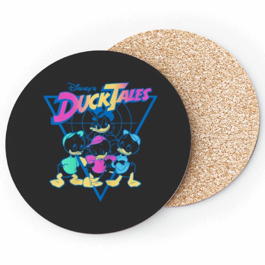 Disney Ducktales Vintage Neon Outlines Group Shot Distressed Gifts Trends Coasters