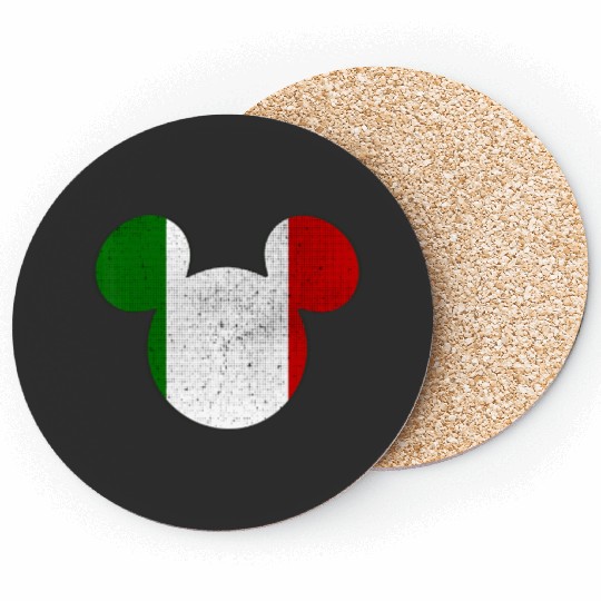 Disney Mickey Mouse Logo Italy Flag Fill Coasters