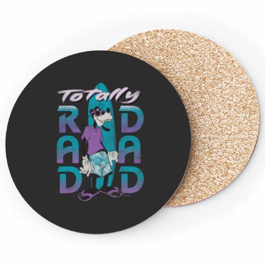 Disney Goofy Totally Rad Dad Father’s Day Surfing Distressed Coasters