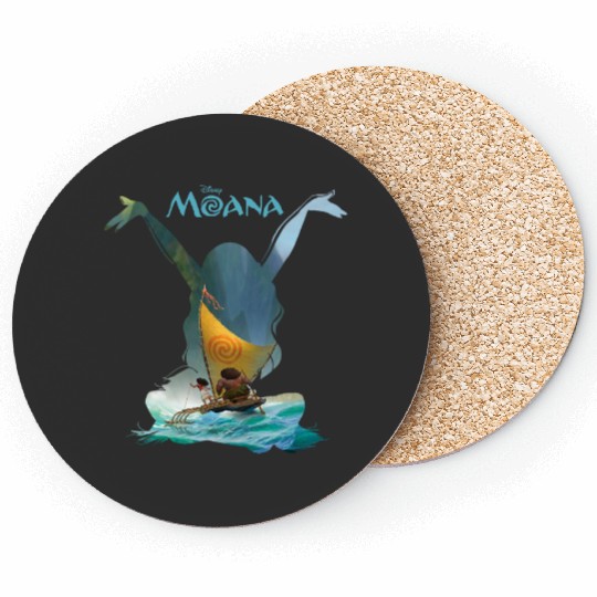 Disney Moana Maui Sailing Duo Chest Silhouette Poster Coasters