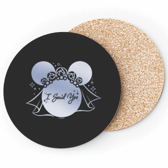 Disney I Said Yes Proposal Engagement Bridal Veil Minnie Coasters