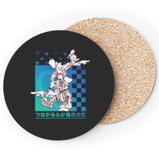 Disney Kingdom Hearts Sora Donald Goofy Kanji Checkerboard Coasters