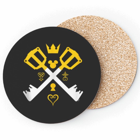 Disneys Kingdom Hearts Iconic Symbols Cross Keyblades Poster Coasters