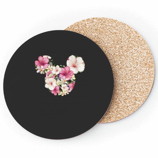Disney Mickey And Friends Tropical Floral Print Silhouette Coasters