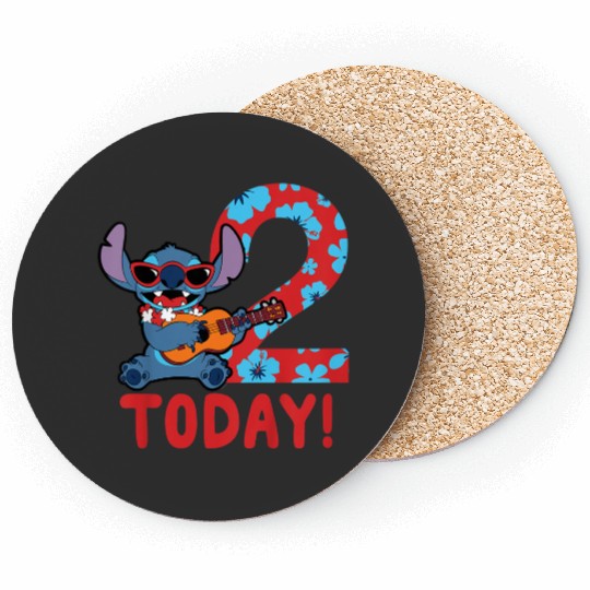 Kids Disney Lilo Stitch Tropical Birthday 2 Years Old Today Coasters