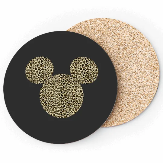 Disneyss Mickey And Friends Cheetah Print Mickey Ears Poster Coasters