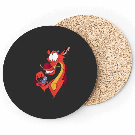 Disney Mulan Mushu And CriKee Pocket Logo Coasters