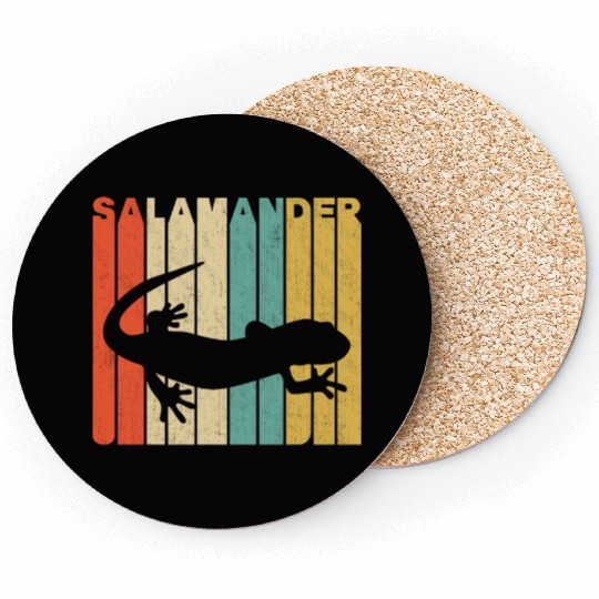 Vintage Retro Style Salamander Silhouette Coaster