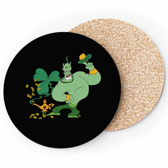 Genie Aladdin with Shamrock Coasters, Disney St Patrick's Day Coasters