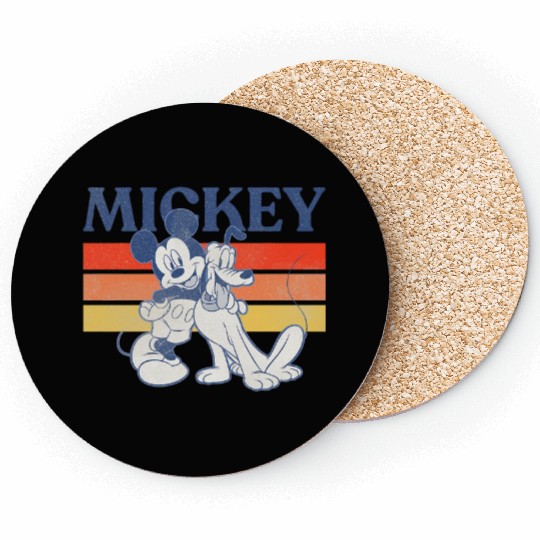 Mickey And Pluto Retro Line Coasters, Mickey And Friends Coasters, Disney Coasters