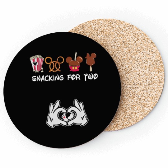  Snacking for Two Pregnancy Announcement Coasters, Funny Disney Mom To Be Coasters