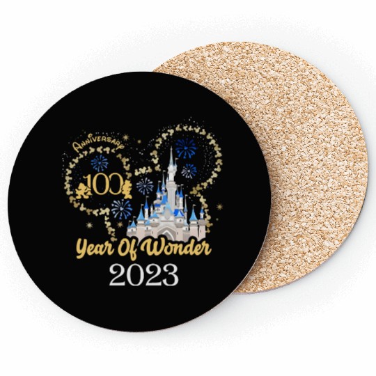 Disney 100th Anniversary Coasters, Magic Kingdom Coasters, Mickey Ears Anniversary Coasters