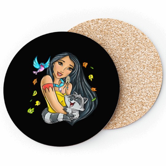 Disney Cute Pocahontas With Meeko And Flit Retro Coasters