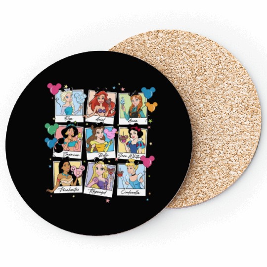 Cute Disney Princess All Characters Group Take Photos Retro Coasters, Magic Kingdom  Coasters