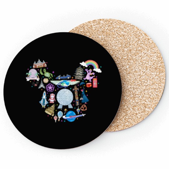 Disney Epcot Matching Coasters for Men, Women and Kids with Mickey Head Ears
