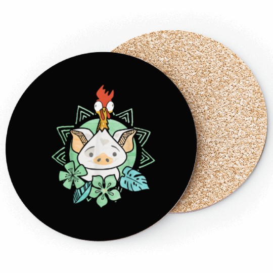 Disney Moana Pua Hei Hei Tropical Graphic TShirt Coasters