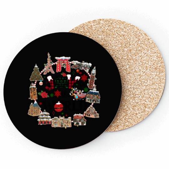 Epcot Christmas Coasters, Joy to the World Coasters, Disney Travel Coasters