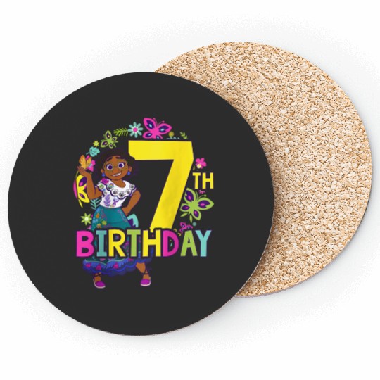 Disney Encanto Maribel 7th Birthday Floral Smile Portrait Raglan Baseball Coasters