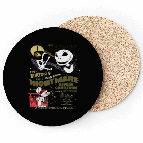Retro The Nightmare Before Christmas Coasters, Jack Skellington Coasters, Disney Halloween Coasters